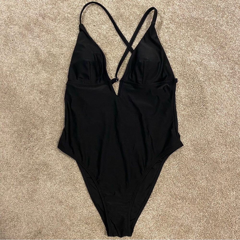 Live Life On the Beach One-Piece Black Swimsuit